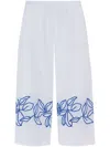 Hanro Womens White Liz Floral-embroidered Straight-leg Cotton Cropped Pyjama Bottoms In White