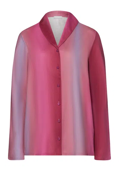 Hanro Loie Ombre Shawl Collar Cotton Shirt In Red