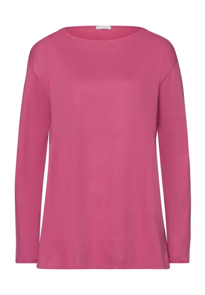 Hanro Loie Relaxed Round Neck Cotton Top In Pink
