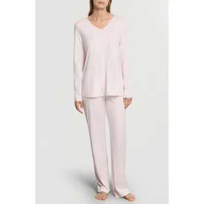 Hanro Long Sleeve Cotton Jersey Pajamas In Pink