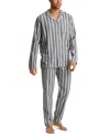 Hanro Men's Cozy Comfort Flannel Long Pajama Set In Moonlight