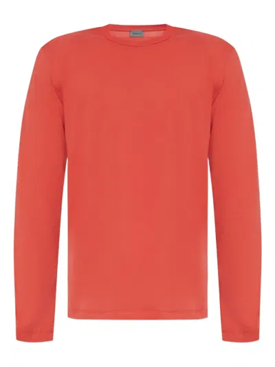 Hanro Long-sleeved Cotton T-shirt In Red