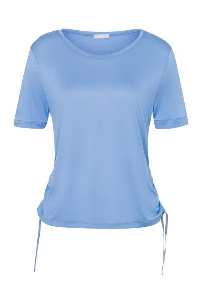 Hanro Lou Flowy Top With Side Ruching In Blue