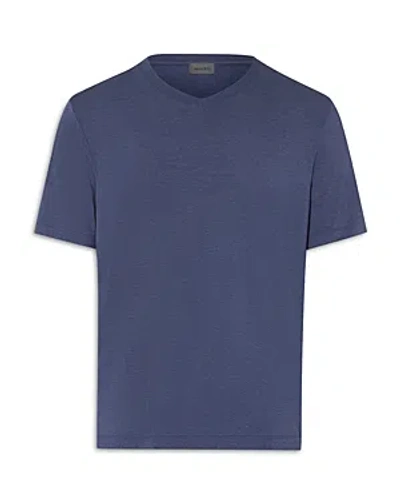 Hanro Lounge V-neck Tee In Slate Blue