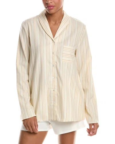 Hanro Loungy Nights Shawl Collar Cotton Shirt In Neutral
