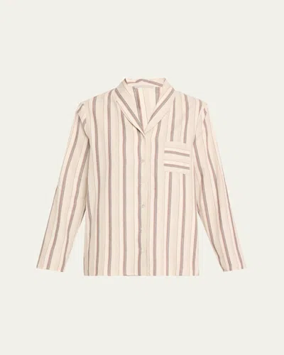 Hanro Loungy Nights Striped Cotton Flannel Nightshirt In Meraki Stripe