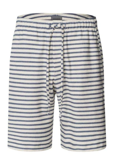 Hanro Loungy Summer Organic Cotton Drawsting Shorts In Deep Breeze Stripe