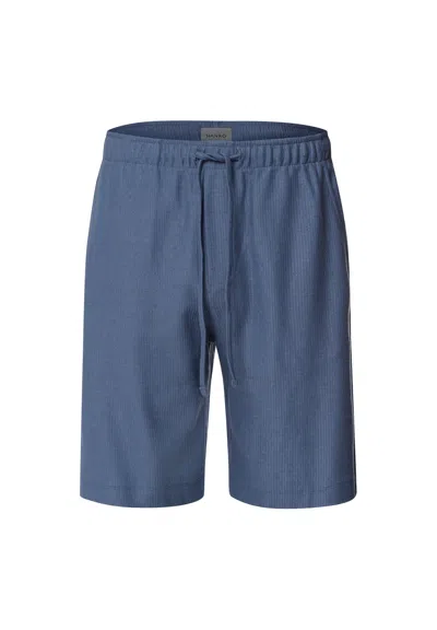 Hanro Loungy Summer Organic Cotton Drawstring Shorts In Vintage Indigo