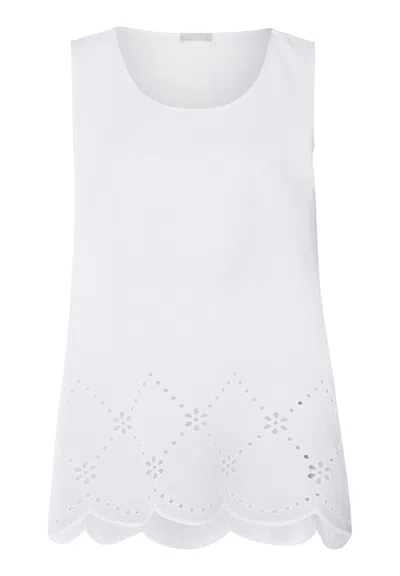 Hanro Lumi Scalloped Cotton Tank Top In White