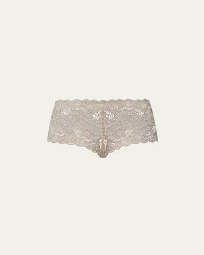 Hanro Luxury Moments Boy-leg Lace Briefs In Brown