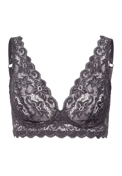 Hanro Luxury Moments Lace Soft Cup Bra In Gray