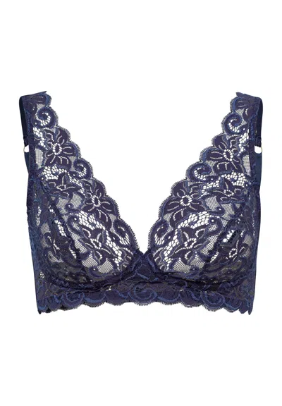 Hanro Luxury Moments Lace Soft Cup Bra In Blue