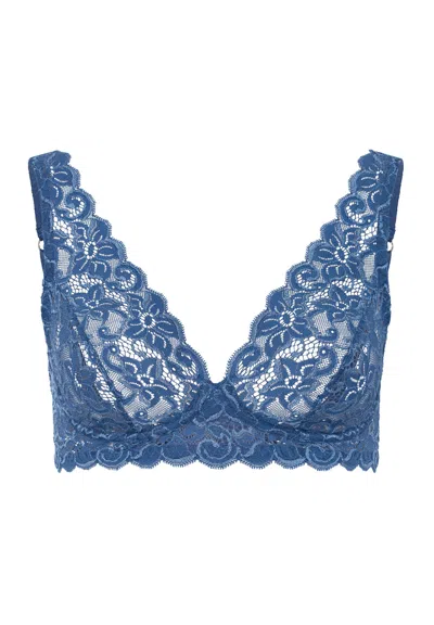 Hanro Luxury Moments Lace Soft Cup Bra In Blue