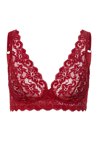 Hanro Luxury Moments Lace Soft Cup Bra In Red