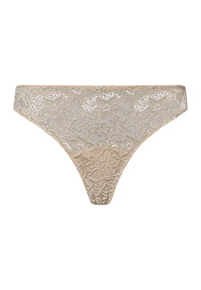 Hanro Luxury Moments Lace Thong In Neutral