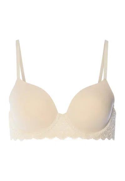 Hanro Luxury Moments Scalloped Lace T-shirt Bra In Beige