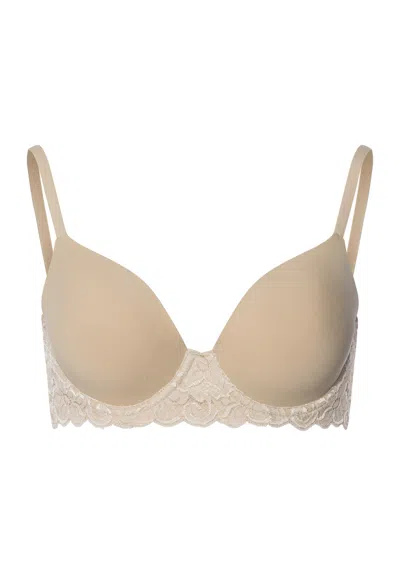 Hanro Luxury Moments Scalloped Lace T-shirt Bra In Beige