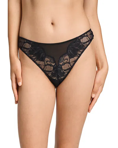 Hanro Lysia Lace Stretch Thong In Black