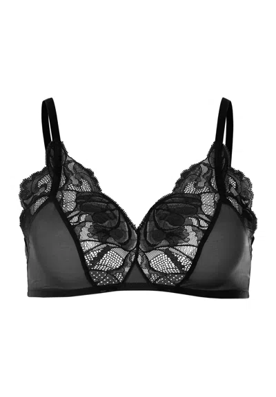 Hanro Lysia Lace Trim Soft Cup Bra In Black