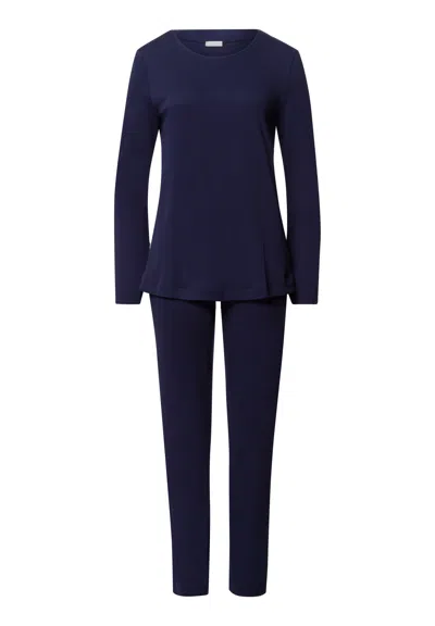 Hanro Malena Soft Cotton Pajama Set In Blue