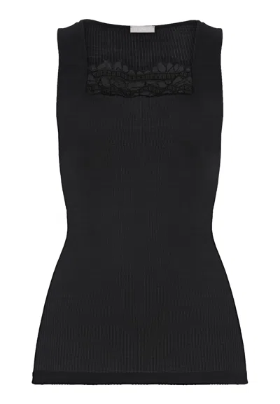 Hanro Marcia Lace Trim Wool And Silk Tank Top In Multi