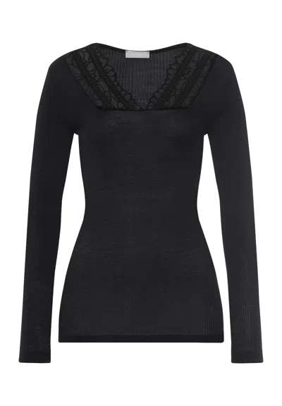 Hanro Marcia Lace Trim Wool And Silk Top In Multi