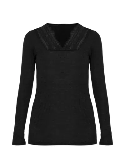 Hanro Marcia Lace-trim Shirt In Black