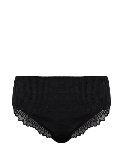 Hanro Marcia Ribbed Lace-trim Briefs In Black