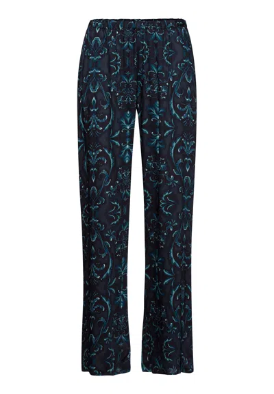 Hanro Marlene Damask Pants In Blue