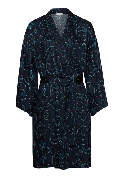 Hanro Marlene Damask Robe In Black