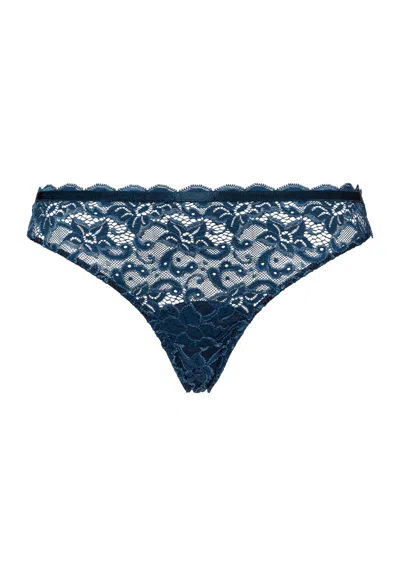 Hanro Marlene Lace Brazilian Panty In Blue