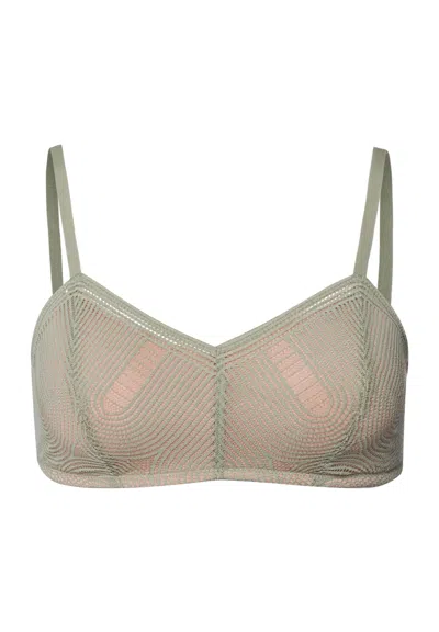 Hanro Martha Lace Bralette In Green