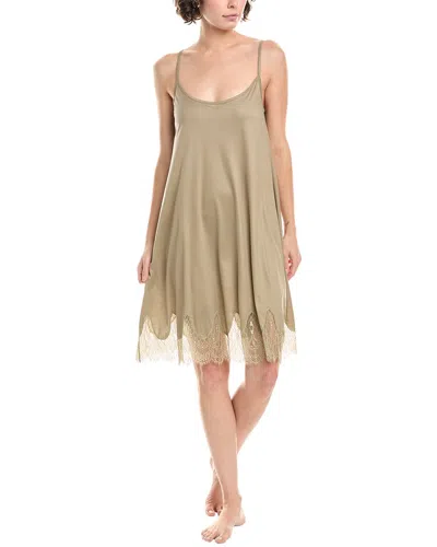Hanro Melia Scalloped Lace Chemise In Brown