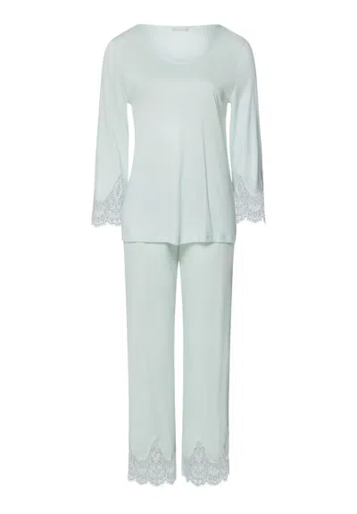 Hanro Melia Scalloped Lace Tencel™ Pajama Set In Blue