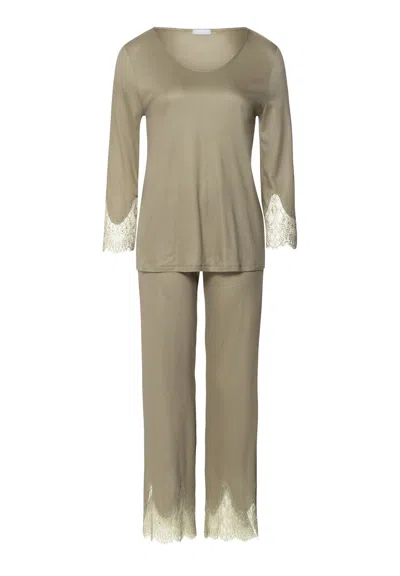 Hanro Melia Scalloped Lace Tencel™ Pajama Set In Green