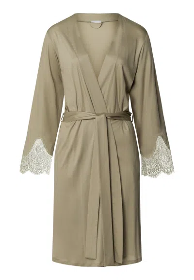 Hanro Melia Scalloped Lace Tencel™ Robe In Brown