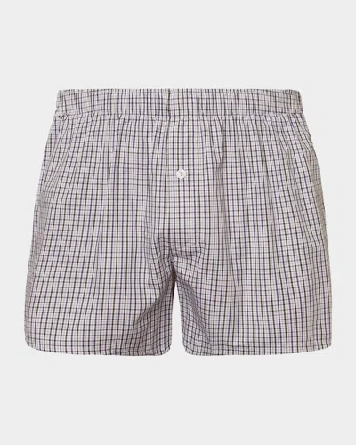 Hanro Men & Apos;s Fancy Woven Cotton Boxers In Gray