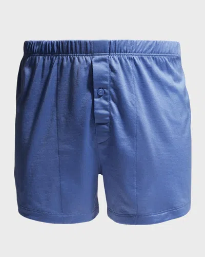 Hanro Men & Apos;s Sporty Mercerized Cotton Boxers In Blue