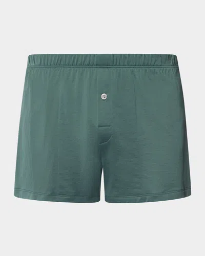Hanro Men & Apos;s Sporty Mercerized Cotton Boxers In Green