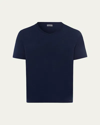 Hanro Men's Casual V-neck T-shirt In Deep Navy