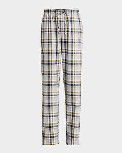 Hanro Mens Wintry Check Check-print Straight-leg Cotton Pyjama Bottoms