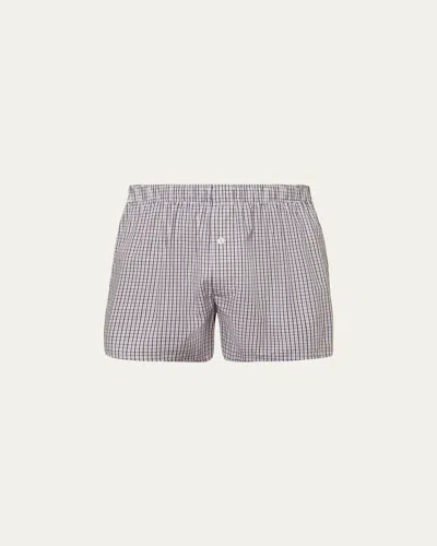 Hanro Men's Fancy Woven Cotton Boxers In Blue