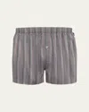 Hanro Men's Fancy Woven Cotton Boxers In Fading Stripe