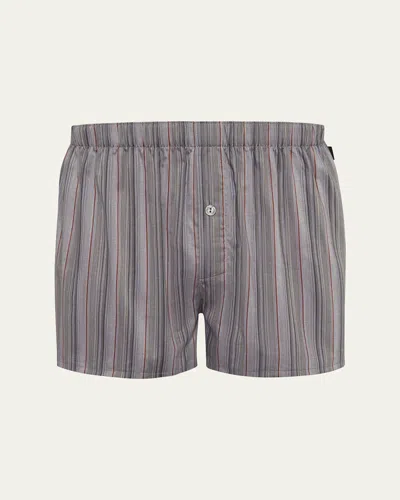 Hanro Men's Fancy Woven Cotton Boxers In Fading Stripe