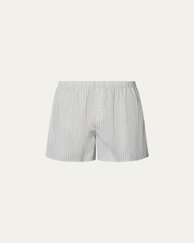 Hanro Men's Fancy Woven Cotton Boxers In Light Stripe