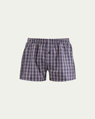 Hanro Men's Fancy Woven Cotton Boxers In Orange