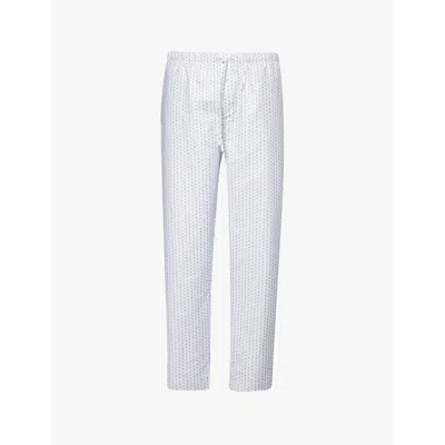 Hanro Mens  Stripe Brand-print Drawstring-waist Cotton-poplin Pyjama Bottoms