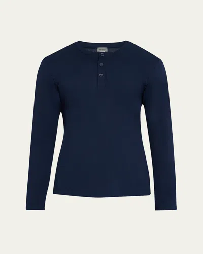 HANRO MEN'S LIVING HENLEY T-SHIRT