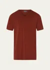 Hanro Men's Living V-neck Shirt In Russet Brown