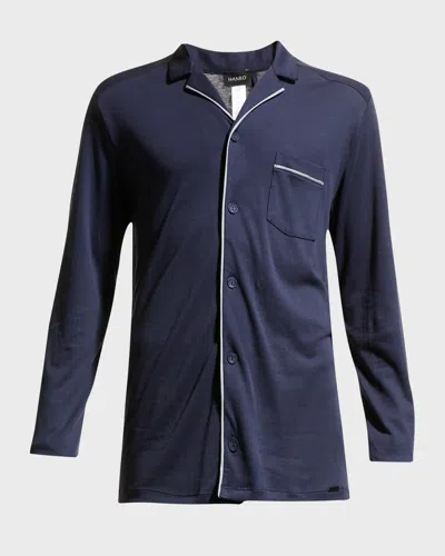 Hanro Men's Night & Day Knit Pajama Set In Black Iris